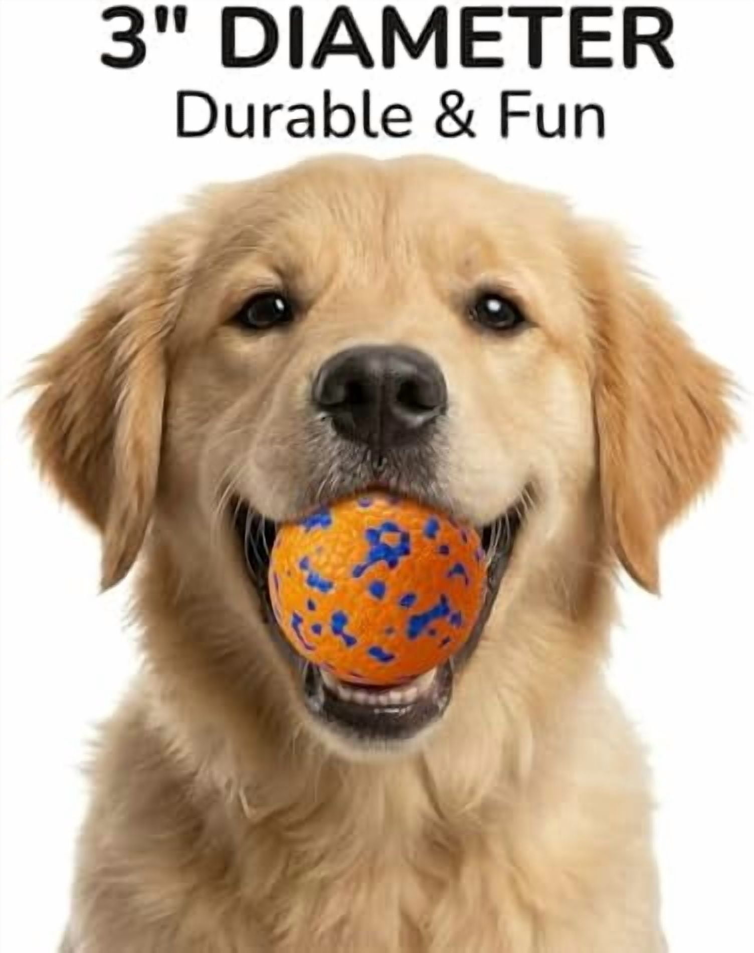 Dog Ball Toys Dog Tennis Ball for Aggressive Chewers Indestructible Bouncy Lightweight Water Toy Fetch Ball for Large Medium and Small Dog Blue & Orange (2-Pack),Medium (3" diameter)