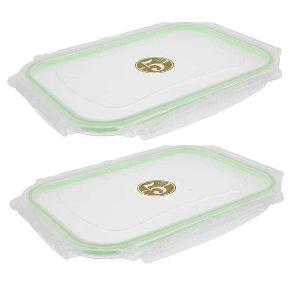 OULII 2Pcs Plastic Lunch Box Lid Silver Rectangular Food Container Cover for Freezer Storage