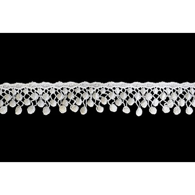 Altotux 1.5" White Venice Vintage Abstract Circle Lace Trim Sold By 2 Yards
