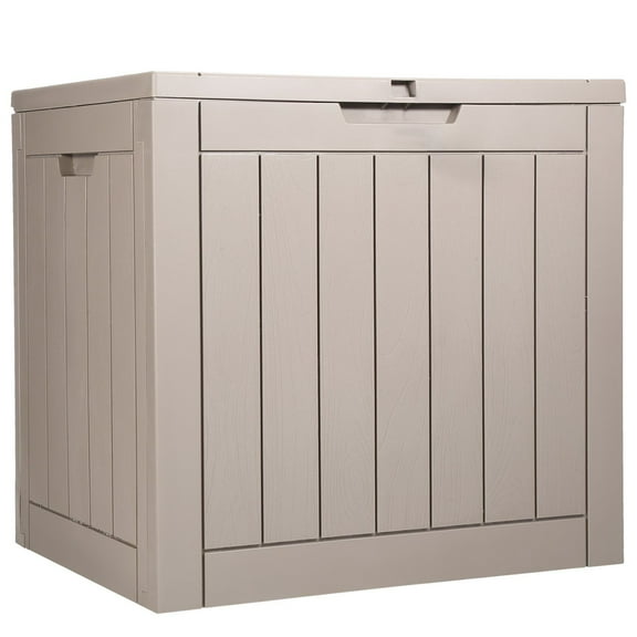 Large 31 Gallon Outdoor Deck Box with Lockable Lid, Waterproof Storage for Patio Cushions, Garden Equipment & Pool Accessories (Grey)