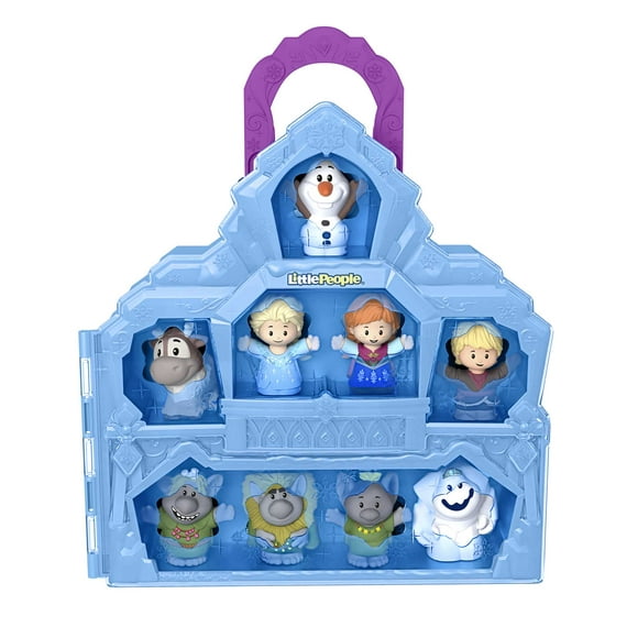 Disney Frozen Castle Playset with 9 Fisher-Price Little People Figures, Carry Along Castle Case