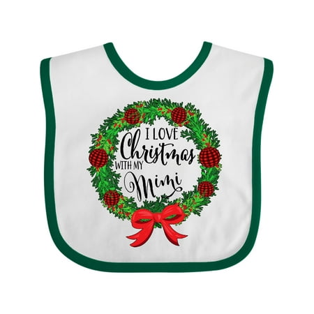 

Inktastic I Love Christmas with My Mimi Wreath Gift Baby Boy or Baby Girl Bib
