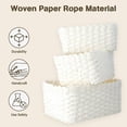 thumbnail image 4 of Paper Rope Woven Storage Baskets, White Wicker Basket, Household Organizer Basket, Decorative Rectangular Bin, Stackable Wicker Baskets, White, 3 Pcs, 4 of 6