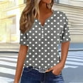 thumbnail image 4 of Womens Summer Tshirts Basic Tops for Woman, Tops for Women 2025 Polka Dot Short Sleeve V Neck Casual Shirts Trendy Vintage Comfy Outfits, 4 of 6