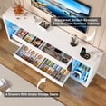 thumbnail image 5 of Blotout 82'' Fireplace TV Stand for 90/95''TV with 50'' Fireplace, LED Modern High Gloss Entertainment Center with Power Outlet, 4 Drawers, Adjustable Shelf, 2-Tier TV Console Cabinet, White, 5 of 11