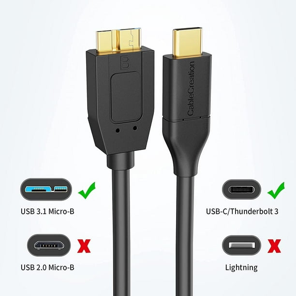 Short Micro to USB C Hard Drive Cable 1FT, USB 3.1 Type C to Micro B Cord 10Gbps, USB C to External - Walmart.com