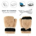 thumbnail image 4 of HESHENG Laptop Women Man USB Heated Mitten Full&Half Finger Winter Warm Knit Hand Gloves, Brown, 4 of 5