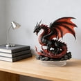 thumbnail image 6 of Gothic Black Red Acrylic Dragon Figurine with Clear Base, Fantasy Desktop Ornament Collectible for Home Office Bedroom Bookshelf Game Room Decor Gift, 6 of 6