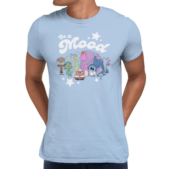 Disney Pixar Inside Out 2 Men's In A Mood Groupshot T-Shirt (Light Blue, S-XXXL)