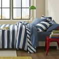 thumbnail image 4 of Regency Heights Full/Queen Size Comforter Sets, 3-Piece Bedding Set Full/Queen, Reversible Striped Comforter Bed Set, Navy, 4 of 7