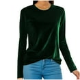 thumbnail image 2 of Womens Plus Size Velvet Tops Crewneck Long Sleeve Casual Pullover for Women Soft Warm Shirts Comfy Velour Blouses Tops, 2 of 6