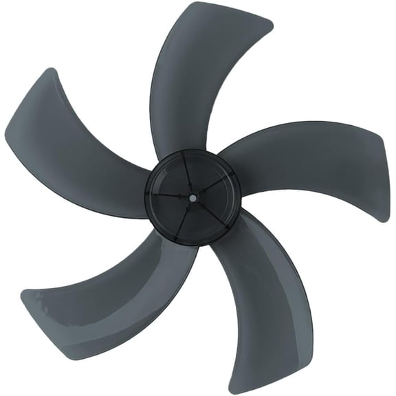16 Inch Fan Blade Replacement with Nut Cover, 5 Leaf Plastic Fan Blade for Pedestal Fan and Desk Fan (Black)