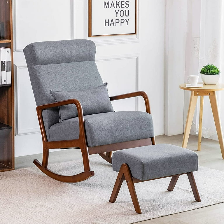 HOMREST Rocking Chair Mid Century Modern Upholstered Fabric