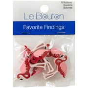 Favorite Findings Pink 1 1/3" Flamingos Shank Buttons, 6 Pieces