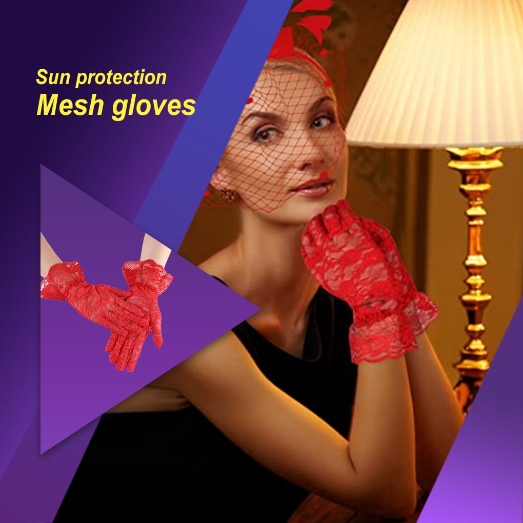 eeuw Fahrenheit goud Women Fashion Short Lace Sunscreen Thin Mesh Gloves - Walmart.com