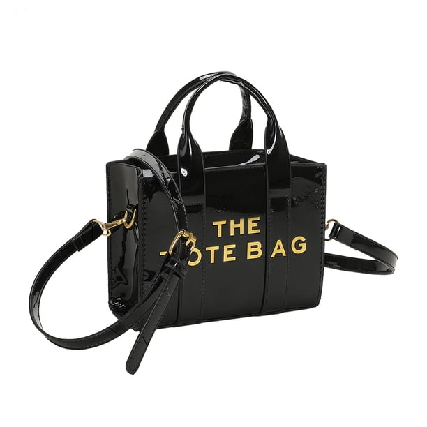Bolso Mano Pequeño Cruzado Con Un Hombro PU Con Letras Charol Moderno Y Versátil 52170 (negro)