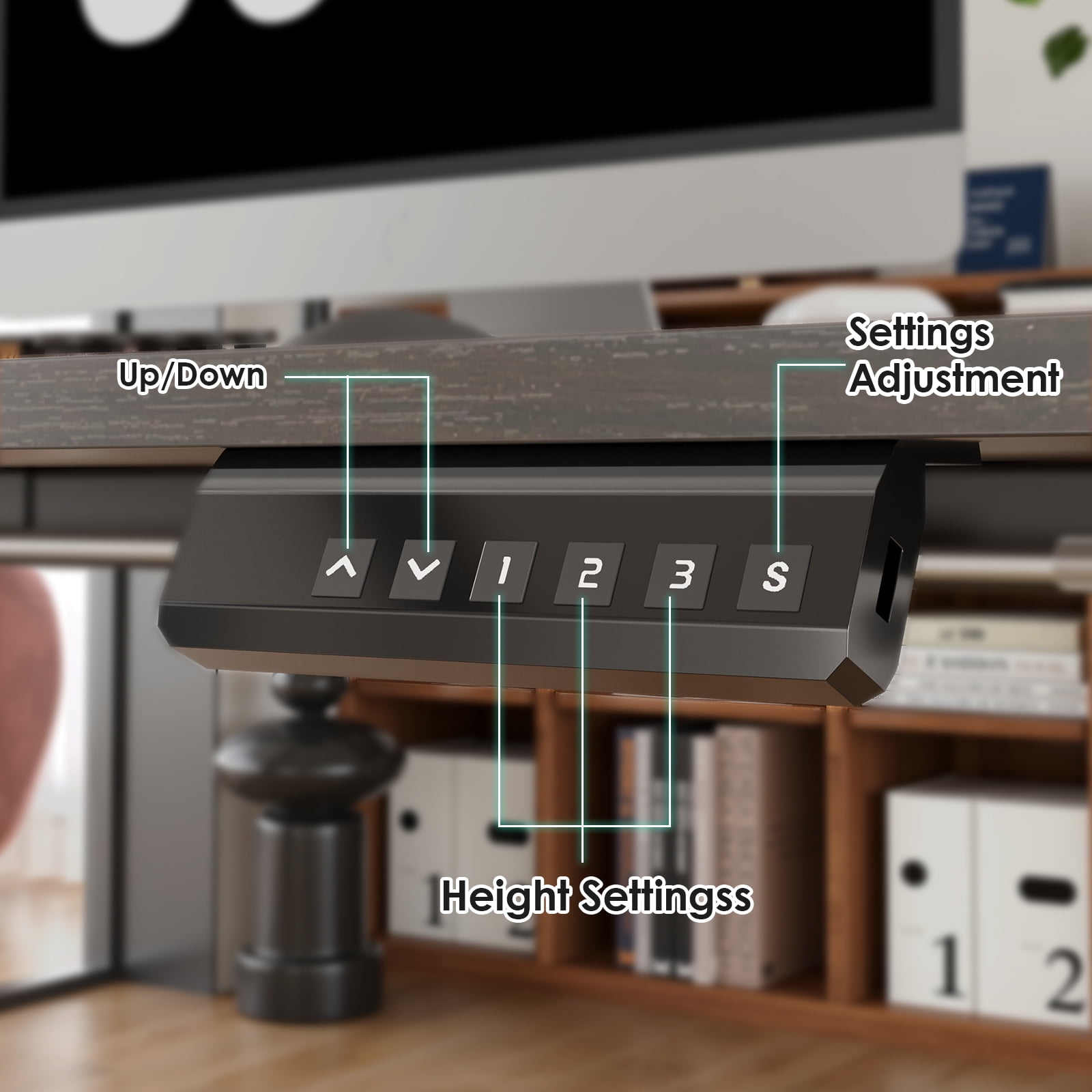 Farini Adjustable Standing Desk for Home Office, 55"x24" Electric Sit-Stand Desk with Splice Board, Walnut