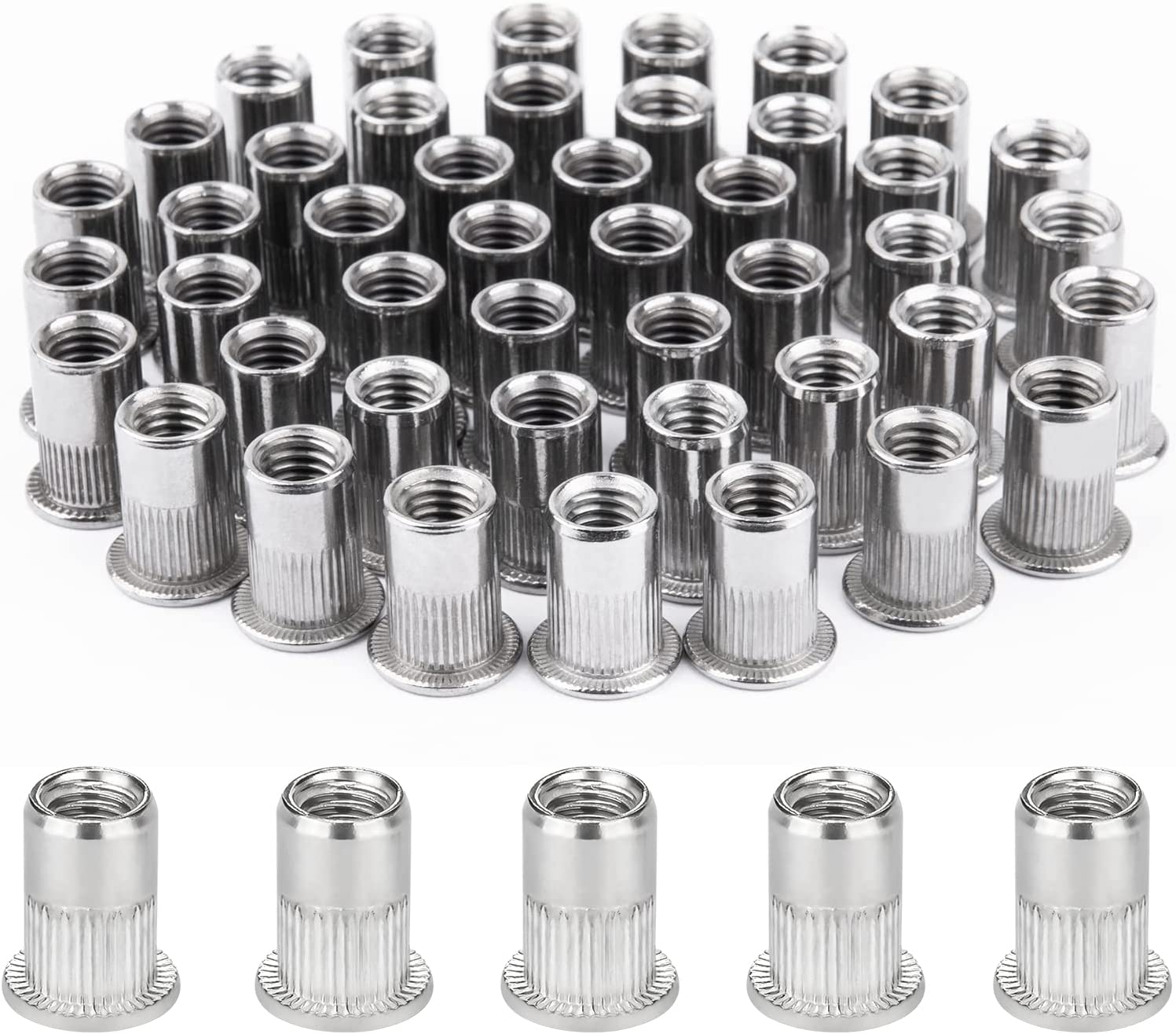 Countersunk Rivet Nuts Round Shaft M8 Stainless Steel A2 V2A (Pack of
