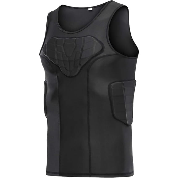 Men Padded Chest Rib Protector Vest 4-Pads Shirt for Football Baseball Softball Rugby Basketball