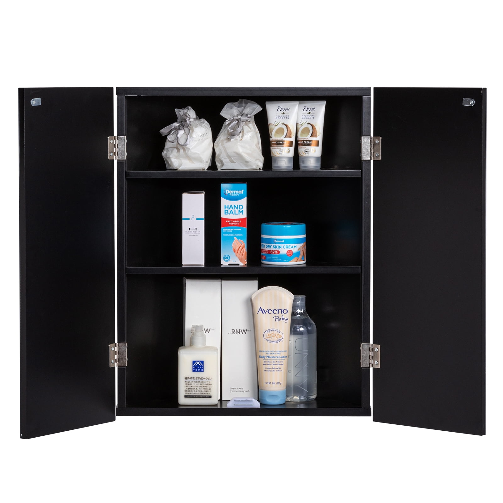 Eclife Rectangle Corner Medicine Cabinet with Mirror Wall Mounted Bathroom Organizer, Black