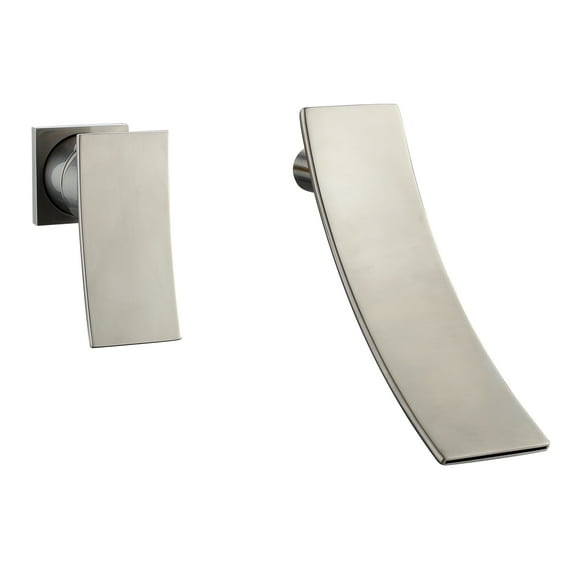 Products sumerain Brushed Nickel Waterfall Bathroom Faucet Wall Mount Lavatory Faucet, Left-Handed Design