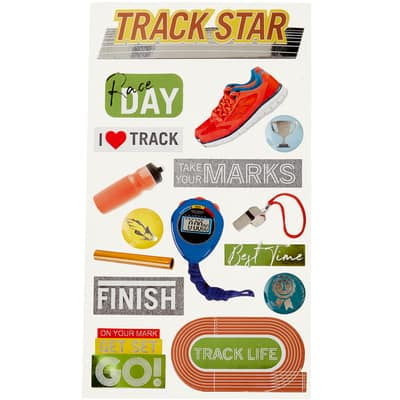 12 Pack: Track Star Dimensional Stickers by Recollections