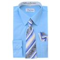 thumbnail image 2 of Berlioni Kids Boys Long Sleeve Dress Shirt With Tie and Hanky Light Blue, 2 of 2