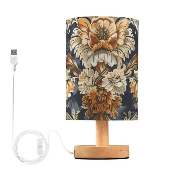Floral Gold Table Lamp for Desk Nightstand Lamp with USB Modern Gifts for Bedroom Living Room Kids Room
