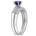 thumbnail image 3 of Everly Women's Created Sapphire 10k White Gold Bridal Set, 3 of 8