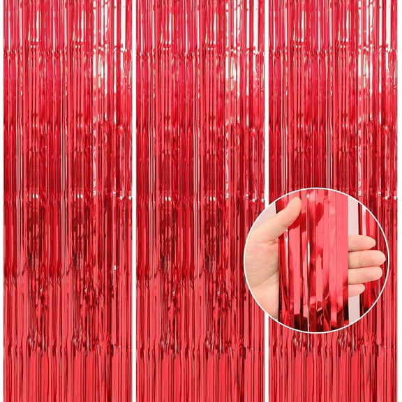 3 Pack Red Streamers Party Backdrop Christmas Decorations Backdrop Curtains Carnival Casino Theme Birthday New Year Holiday Celebration Bachelorette Party Decorations Supplies