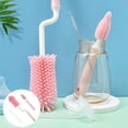 thumbnail image 3 of 3pcs Baby Bottle Brush Rotation Cleaning Brushes Set Handheld Cleaner Pink, 3 of 8