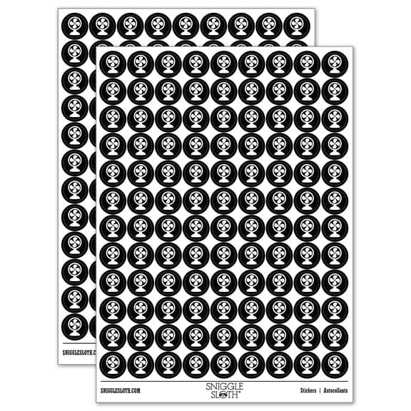 Stay Cool Fan 200  Round Stickers - Black - Gloss Finish - 0.50" Size
