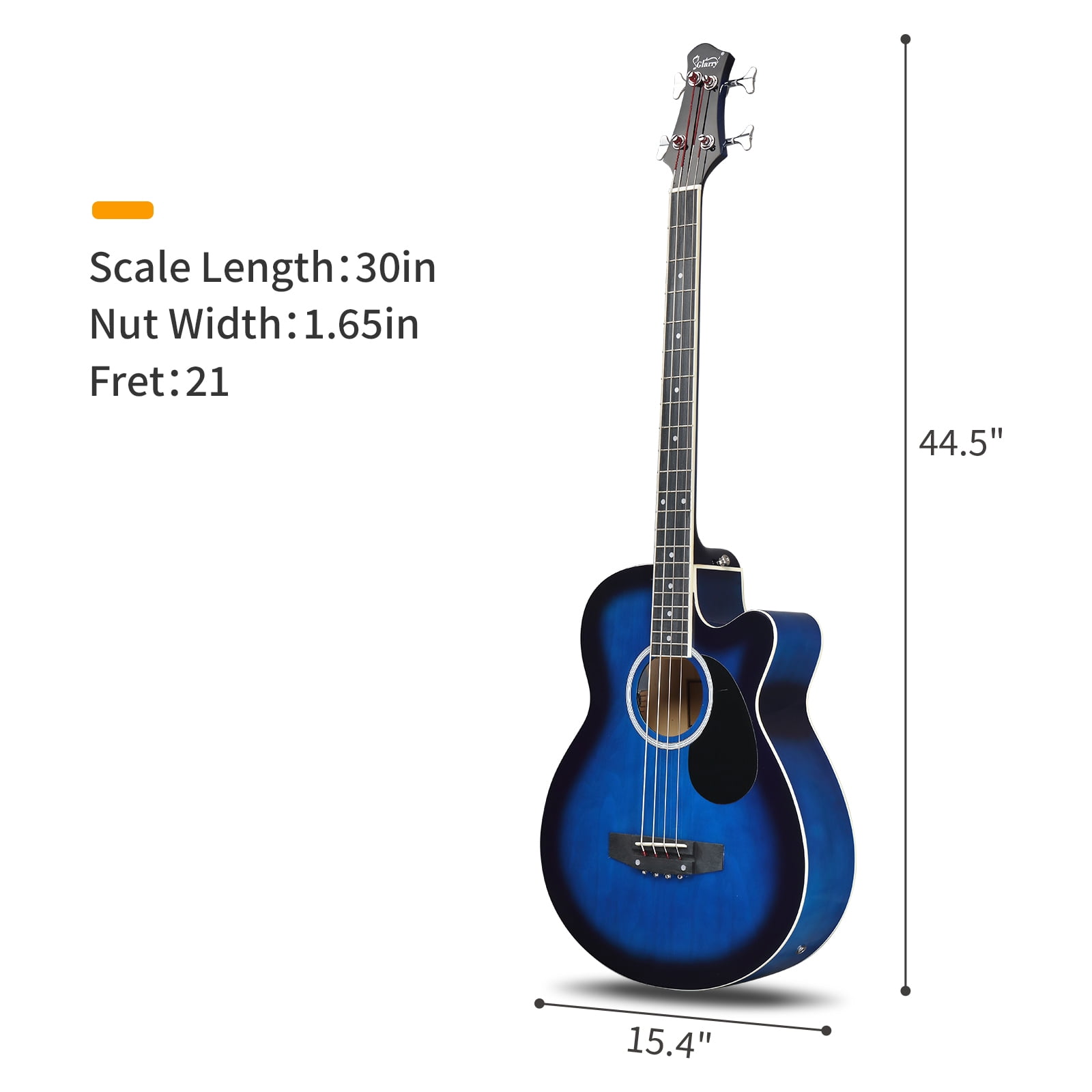GMB101 4 string Electric Acoustic Bass Guitar w/ 4-Band Equalizer EQ-7545R Blue