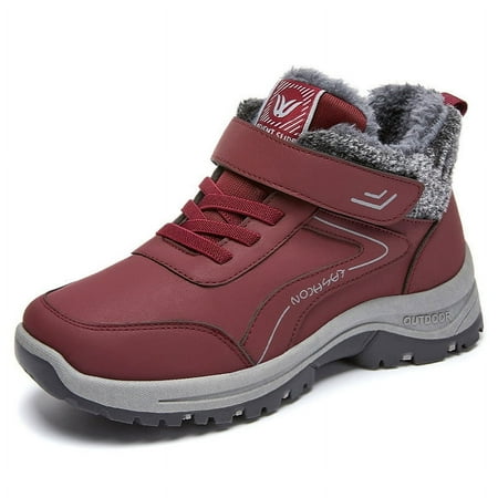 

Ediodpoh Women s Winter Boots Warm Lined Ladies Snow Boots Fashion Mid Carf Leather Boots Lace up Insulated Womens Booties Brick Red 6.5