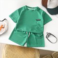 thumbnail image 2 of Toddler Kids Baby Boy Summer Clothes Sets 18 24 Months 2T 3T 4T 5T 6T Solid Print Short Sleeve Loose Fitting Tops Solid Shorts Outfits Kaprioy Baby Boy Casual Clothes, 2 of 5
