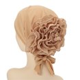 thumbnail image 1 of Single color chiffon large plate flower hat toe cap solid color all-match headscarf hat strap, 1 of 6