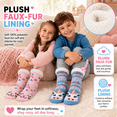 thumbnail image 5 of Muk Luks Kids Jacquard Knit Character Cabin Socks, 2 Pack, Soft Sole with Silicone Grippers, PNK/BLU, S/M, 5 of 8