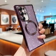 thumbnail image 4 of Sparkle Magnetic Case for Samsung Galaxy S22 Ultra, Electroplated Glitter Paper Cover Compatible with MagSafe Wireless Charging, Clear Rugged Shockproof Non-Yellowing Case,Darkpurple, 4 of 7