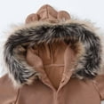 thumbnail image 2 of skpabo Infant Girls Boys Winter Warm Hooded Jumpsuit Snowsuit Solid Vintage Bear Ear Button Bodysuit Toddler Baby Romper Jumpsuit Brown 3-6 Months, 2 of 7