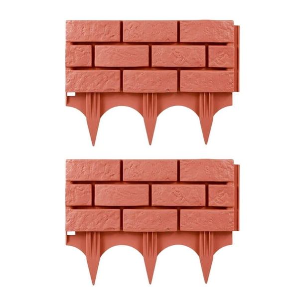 2 piezas de borde de valla de jardín con estacas, sin excavar, decoración de jardín, adorno exterior Rojo
