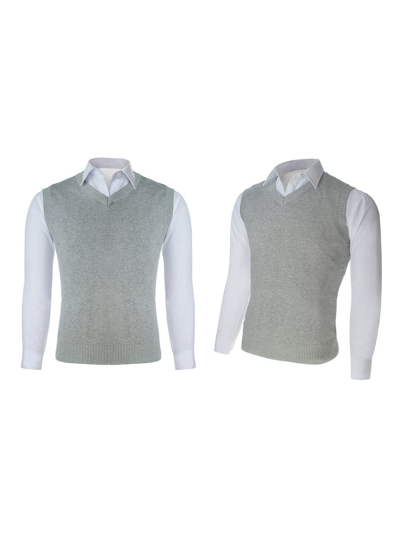 Toptie Men Business V-Neck Knitted Sweater Vest, XXL, Black