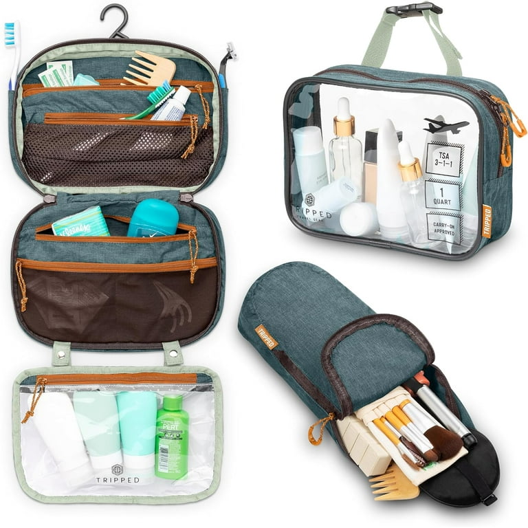 Toiletry Bag Kit Set: Hanging Travel Toiletry Bag + 311 TSA Cosmetic Liquid Bag + Ultralight Accessory Organizer Pouch (Green) Toiletry Bag Kit Set: Hanging Travel Toiletry Bag + 311 TSA Cosmetic Liquid Bag + Ultralight Accessory Organizer Pouch (Green)