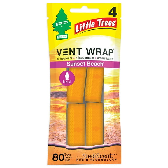 Little Trees Air Freshener Vent Wrap Sunset Beach Fragrance 4-Pack