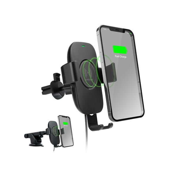 Soporte para teléfono Hypergear con carga inalámbrica 15W negro