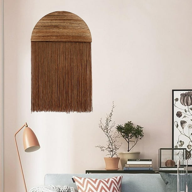 Tapiz tejid colgar en pared de macramé, decoración de pared con bors rgas, bohemio guardería, sa de estar, , , Café Colco Borla de macramé Tela decorativa