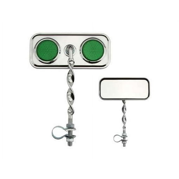 Rectangle Flat Twisted Mirror Green Reflectors. Bike mirror, bicycle mirror for lowrider , beach cruiser, chopper, limo