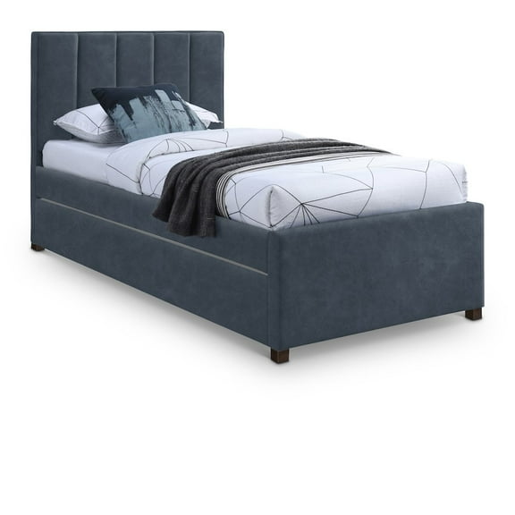 Meridian Furniture Hudson Navy Vegan Leather Twin Trundle Bed