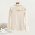 thumbnail image 4 of Ltctricy Women's Plus Size Thermal Shirts Fleece Lined Long Sleeve Turtleneck Cut out Loose T Shirts Warm Base Layer Tops(Beige,Medium), 4 of 5