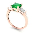 thumbnail image 2 of 1.62 ctw 3 Stone Anniversary Ring for Women | Square Emerald Cut Simulated Emerald | Hyperallergenic Solid 18K Rose Gold, 2 of 5