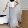 thumbnail image 5 of Sentmoon Long Skirt Oversized High Elastic Waist Boho Skirt Flowy Pleated Hawaiian Solid Color Loose Stretchy Boho Skirt Delightful Fall for Indoor Music Festival Gray Free Size, 5 of 5